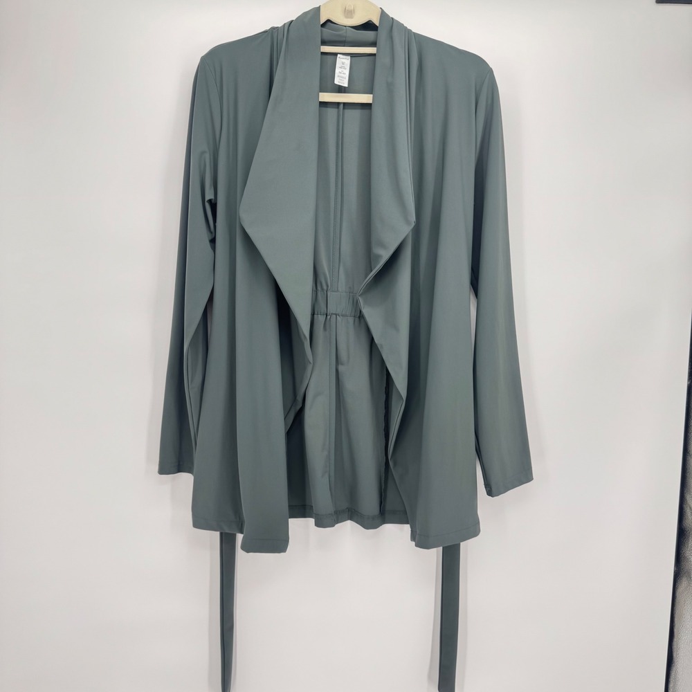 Marika Women's Sage Green‎ Draped Wrap Jacket Tie Waist Pockets MK003808 Medium